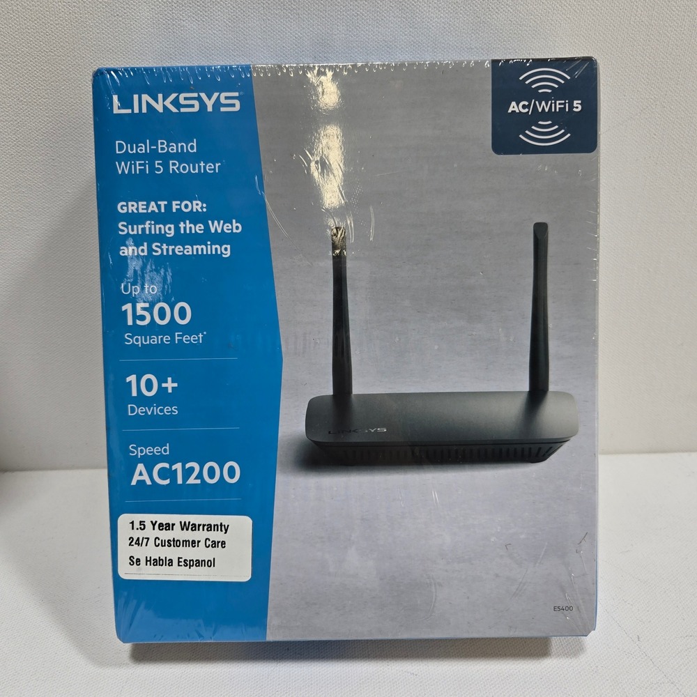 Linksys WiFi 5 Router Black E5400 AC1200 Dual-Band 1500 Sq Ft Coverage NEW